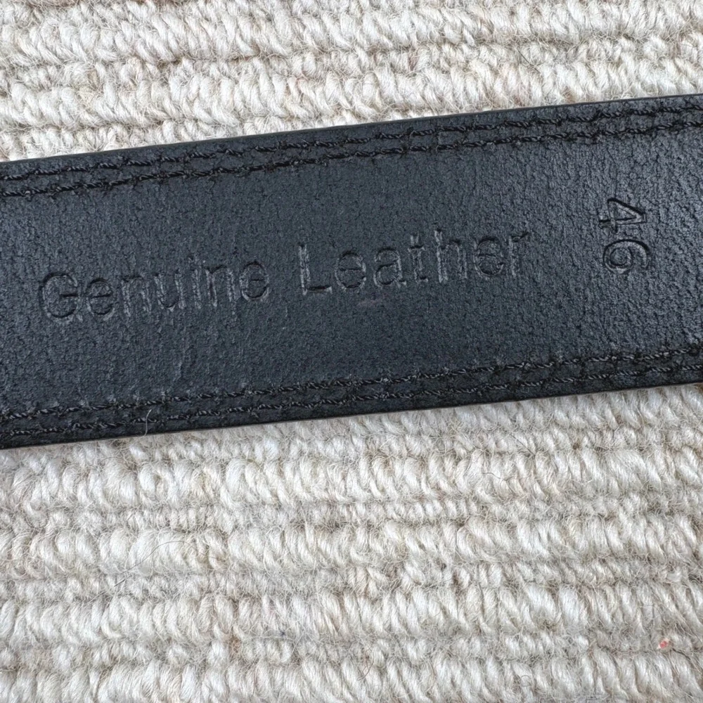Timberland‎ Leather Belt Mens 46 Black Contrast Stitch Rugged Workwear Utility